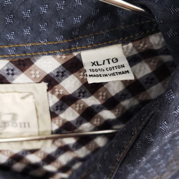 Age of Wisdom Shirt Mens Extra Large Blue Short Sleeve Casual Comfort Button Up - Picture 6 of 7